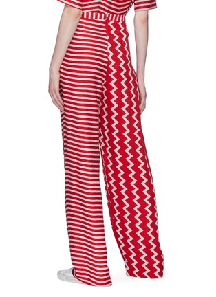 Back View - Click To Enlarge - STELLA MCCARTNEY - Zigzag stripe silk moiré pants