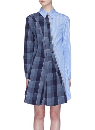Main View - Click To Enlarge - STELLA MCCARTNEY - Stripe panel check plaid zip dress