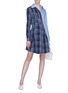 Figure View - Click To Enlarge - STELLA MCCARTNEY - Stripe panel check plaid zip dress
