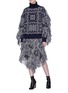 Figure View - Click To Enlarge - SACAI - x Reyn Spooner fringed floral intarsia knit skirt