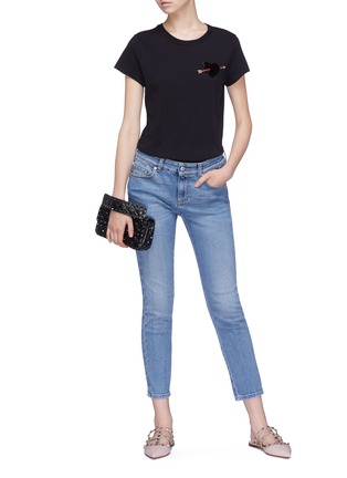 Figure View - Click To Enlarge - VALENTINO GARAVANI - 'Love Story' embellished heart patch T-shirt