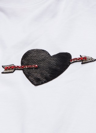  - VALENTINO GARAVANI - 'Love Story' bow neck embellished heart patch T-shirt