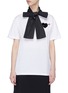 Main View - Click To Enlarge - VALENTINO GARAVANI - 'Love Story' bow neck embellished heart patch T-shirt