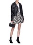 Figure View - Click To Enlarge - VALENTINO GARAVANI - 'Love Story' heart appliqué sleeve ruffle leather jacket