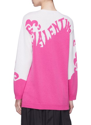 Back View - Click To Enlarge - VALENTINO GARAVANI - 'Valentino Waves' graphic logo intarsia cashmere sweater