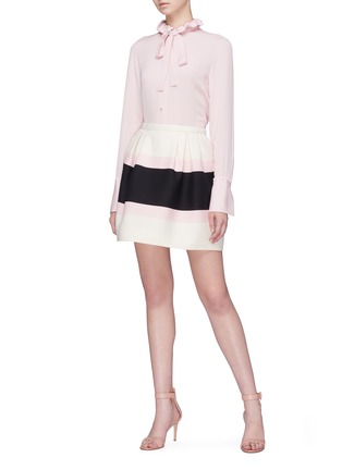 Figure View - Click To Enlarge - VALENTINO GARAVANI - 'Macro Bayadère' colourblock pleated skirt