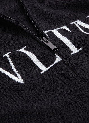  - VALENTINO GARAVANI - Logo intarsia cashmere knit zip hoodie
