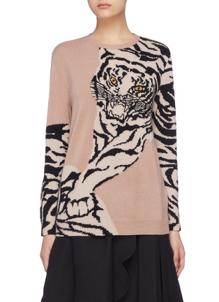 Main View - Click To Enlarge - VALENTINO GARAVANI - Tiger intarsia cashmere sweater