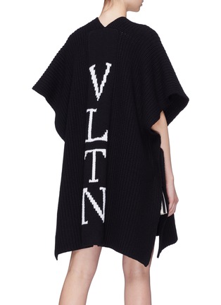 Back View - Click To Enlarge - VALENTINO GARAVANI - Logo intarsia virgin wool knit open cape