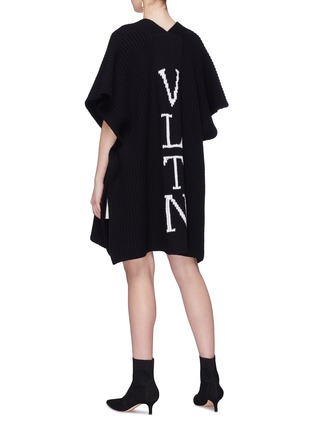 Figure View - Click To Enlarge - VALENTINO GARAVANI - Logo intarsia virgin wool knit open cape