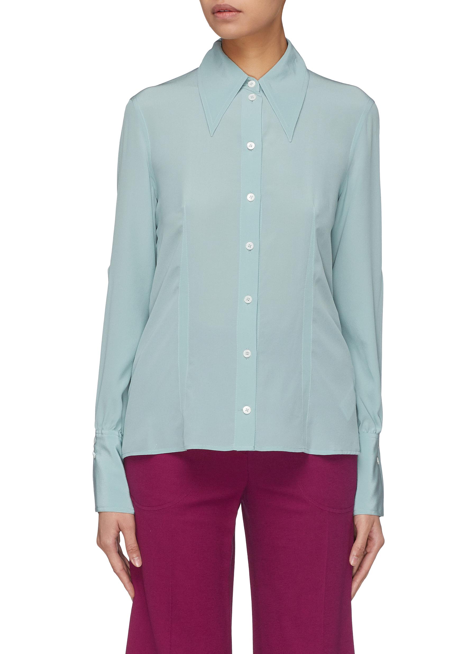 【美品】LACE COMBI HALF SLEEVE JACKET SHIRT SACAI | Puff Sleeve Cotton Nylon Hybrid Shirt | Women | Lane
