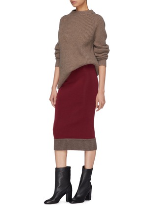 VICTORIA BECKHAM | Contrast ribbed hem knit skirt | Women | Lane