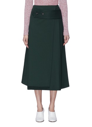 Main View - Click To Enlarge - VICTORIA BECKHAM - Wide martingale virgin wool midi skirt