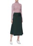 Figure View - Click To Enlarge - VICTORIA BECKHAM - Wide martingale virgin wool midi skirt