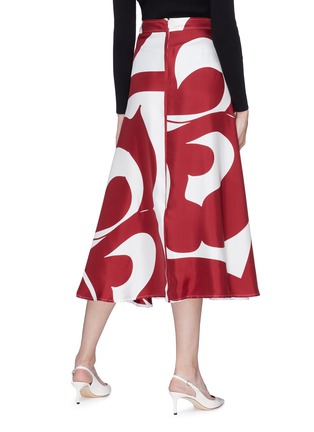 Back View - Click To Enlarge - VICTORIA BECKHAM - Floral print drape silk midi skirt