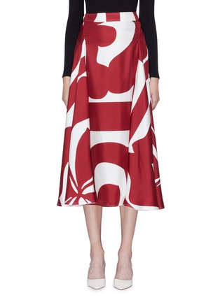 Main View - Click To Enlarge - VICTORIA BECKHAM - Floral print drape silk midi skirt