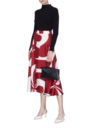 Figure View - Click To Enlarge - VICTORIA BECKHAM - Floral print drape silk midi skirt