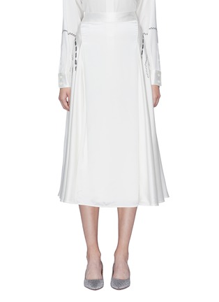 Main View - Click To Enlarge - VICTORIA BECKHAM - Lace print drape silk midi skirt