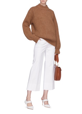 Figure View - Click To Enlarge - VICTORIA BECKHAM - Elbow patch intarsia chunky rib knit sweater