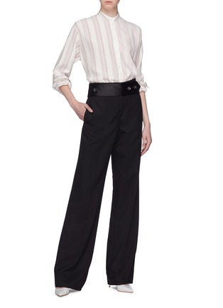Figure View - Click To Enlarge - VICTORIA BECKHAM - Stripe silk grandad shirt