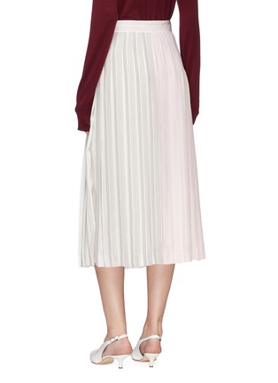 Back View - Click To Enlarge - VICTORIA BECKHAM - Button front stripe pleated silk midi skirt