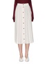 Main View - Click To Enlarge - VICTORIA BECKHAM - Button front stripe pleated silk midi skirt