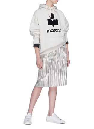 Figure View - Click To Enlarge - ISABEL MARANT ÉTOILE - 'Mansel' logo velvet flock print hoodie