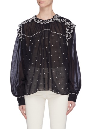 Main View - Click To Enlarge - ISABEL MARANT ÉTOILE - 'Eva' scalloped ruffle trim embroidered blouse