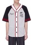 Main View - Click To Enlarge - - - Slogan appliqué colourblock baseball T-shirt