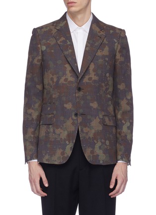 Main View - Click To Enlarge - STELLA MCCARTNEY - 'Bobby' camouflage print wool houndstooth check plaid blazer