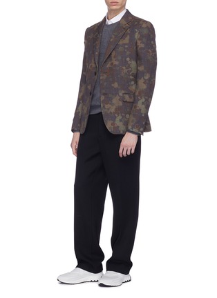 Figure View - Click To Enlarge - STELLA MCCARTNEY - 'Bobby' camouflage print wool houndstooth check plaid blazer