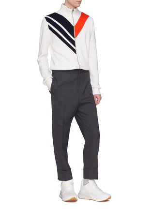 Figure View - Click To Enlarge - STELLA MCCARTNEY - Colourblock chevron stripe knit high neck jacket
