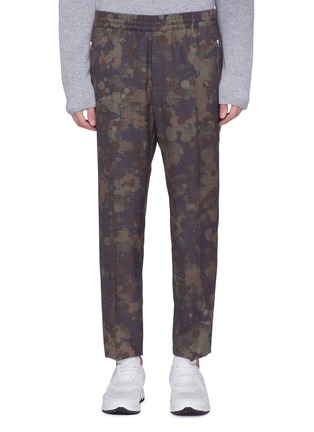 Main View - Click To Enlarge - STELLA MCCARTNEY - Camouflage print check plaid wool jogging pants