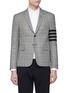 Main View - Click To Enlarge - THOM BROWNE  - Stripe sleeve houndstooth check plaid blazer