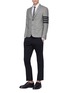 Figure View - Click To Enlarge - THOM BROWNE  - Stripe sleeve houndstooth check plaid blazer