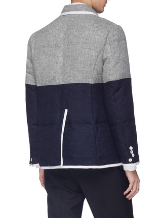 Back View - Click To Enlarge - THOM BROWNE  - Colourblock wool down puffer soft blazer