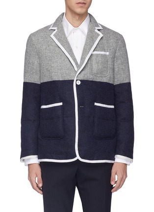 Main View - Click To Enlarge - THOM BROWNE  - Colourblock wool down puffer soft blazer