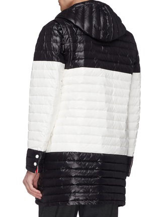 Back View - Click To Enlarge - THOM BROWNE  - Hooded colourblock down puffer coat
