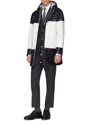 Figure View - Click To Enlarge - THOM BROWNE  - Hooded colourblock down puffer coat