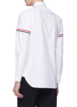 Back View - Click To Enlarge - THOM BROWNE  - Elastic stripe shoulder Oxford shirt