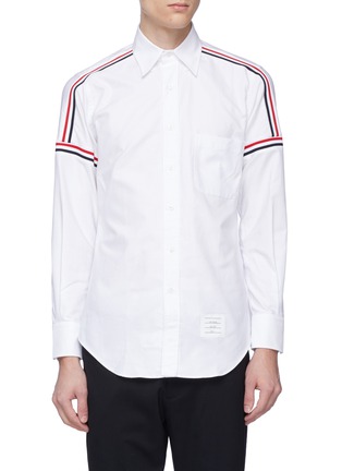 Main View - Click To Enlarge - THOM BROWNE  - Elastic stripe shoulder Oxford shirt