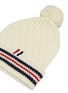 Detail View - Click To Enlarge - THOM BROWNE  - Pompom stripe wool cable knit beanie