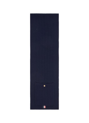 Main View - Click To Enlarge - THOM BROWNE  - Patch pocket wool rib knit scarf