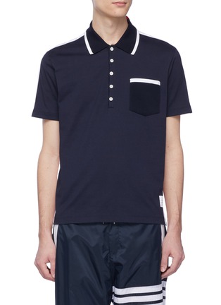 Main View - Click To Enlarge - THOM BROWNE  - Colourblock polo shirt