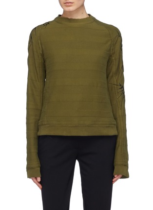 Main View - Click To Enlarge - HAIDER ACKERMANN - Leaf embroidered stripe sweater