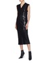 Figure View - Click To Enlarge - HAIDER ACKERMANN - Leaf embroidered satin panel sleeveless crepe dress