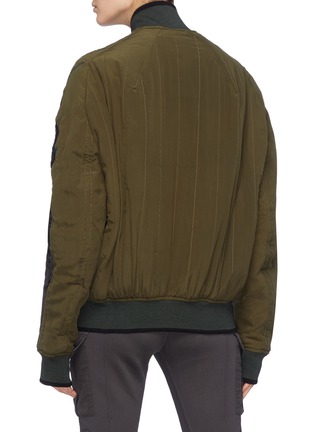 Back View - Click To Enlarge - HAIDER ACKERMANN - Leaf embroidered stripe sleeve quilted bomber jacket