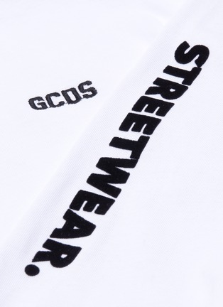  - GCDS - Logo velvet flock print cropped long sleeve T-shirt