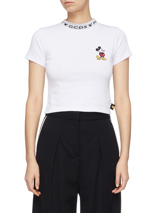 Main View - Click To Enlarge - GCDS - x Disney 'Mickey Mouse' embroidered cropped T-shirt