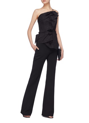 Figure View - Click To Enlarge - ROLAND MOURET - 'Hankow' folded ruffle organza one-shoulder top